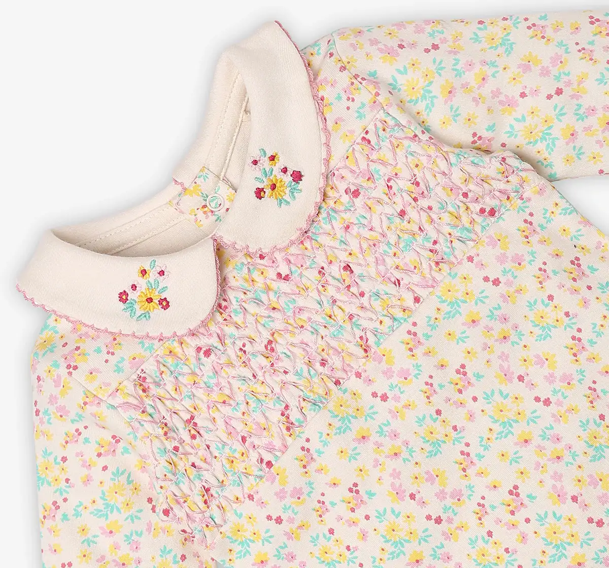 Infant Girls Printed 100% Cotton Romper - Multicolour