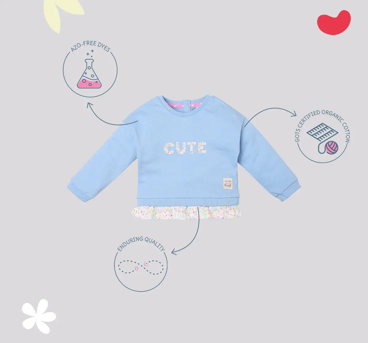 Infant Girls Printed 100% Cotton Sweatshirt - Blue