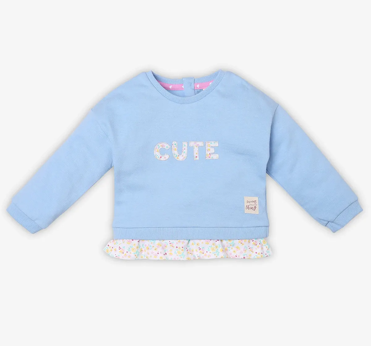 Infant Girls Printed 100% Cotton Sweatshirt - Blue