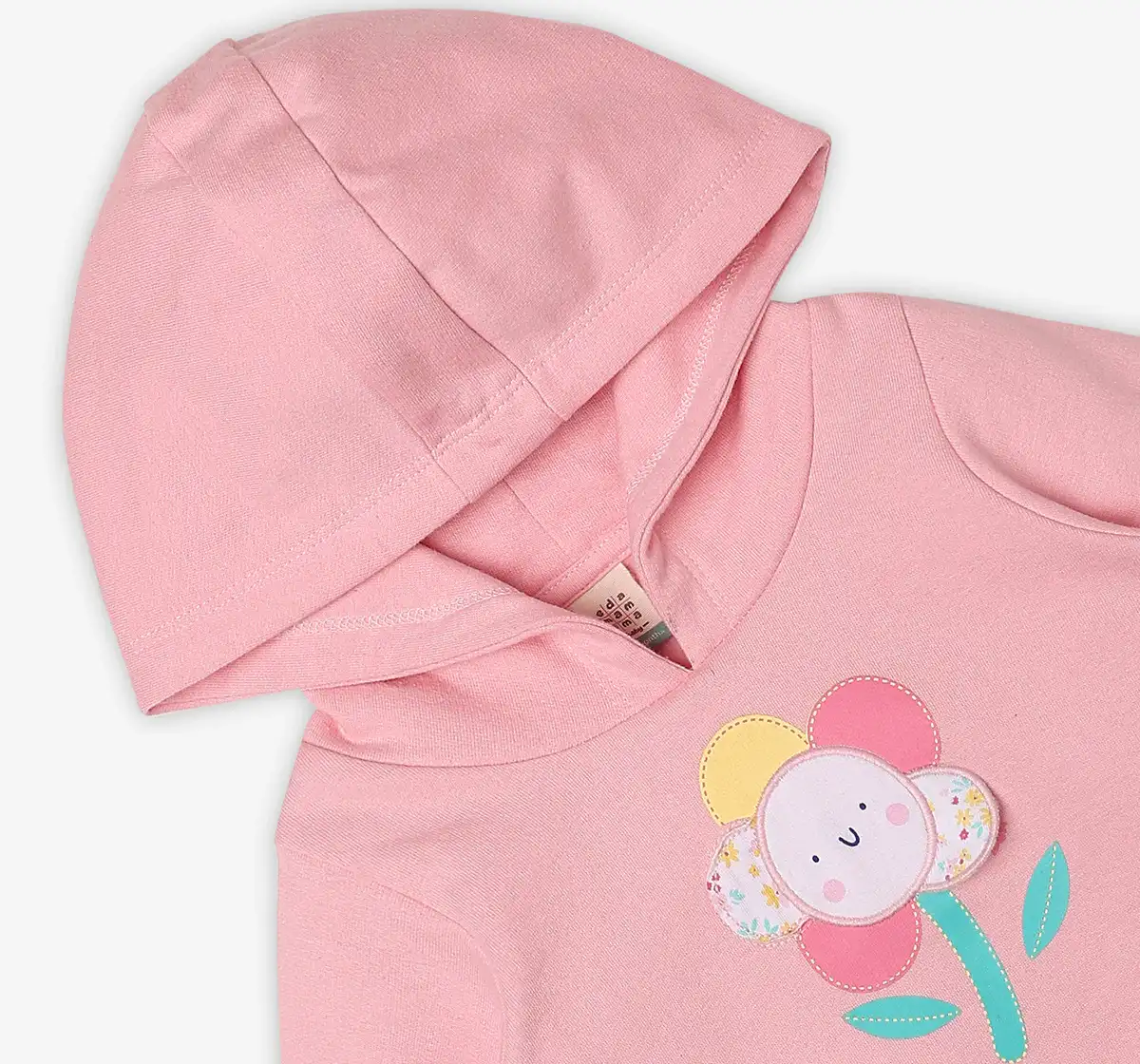 Infant Girls Printed 100% Cotton Hooded Sweatshirt - Pink