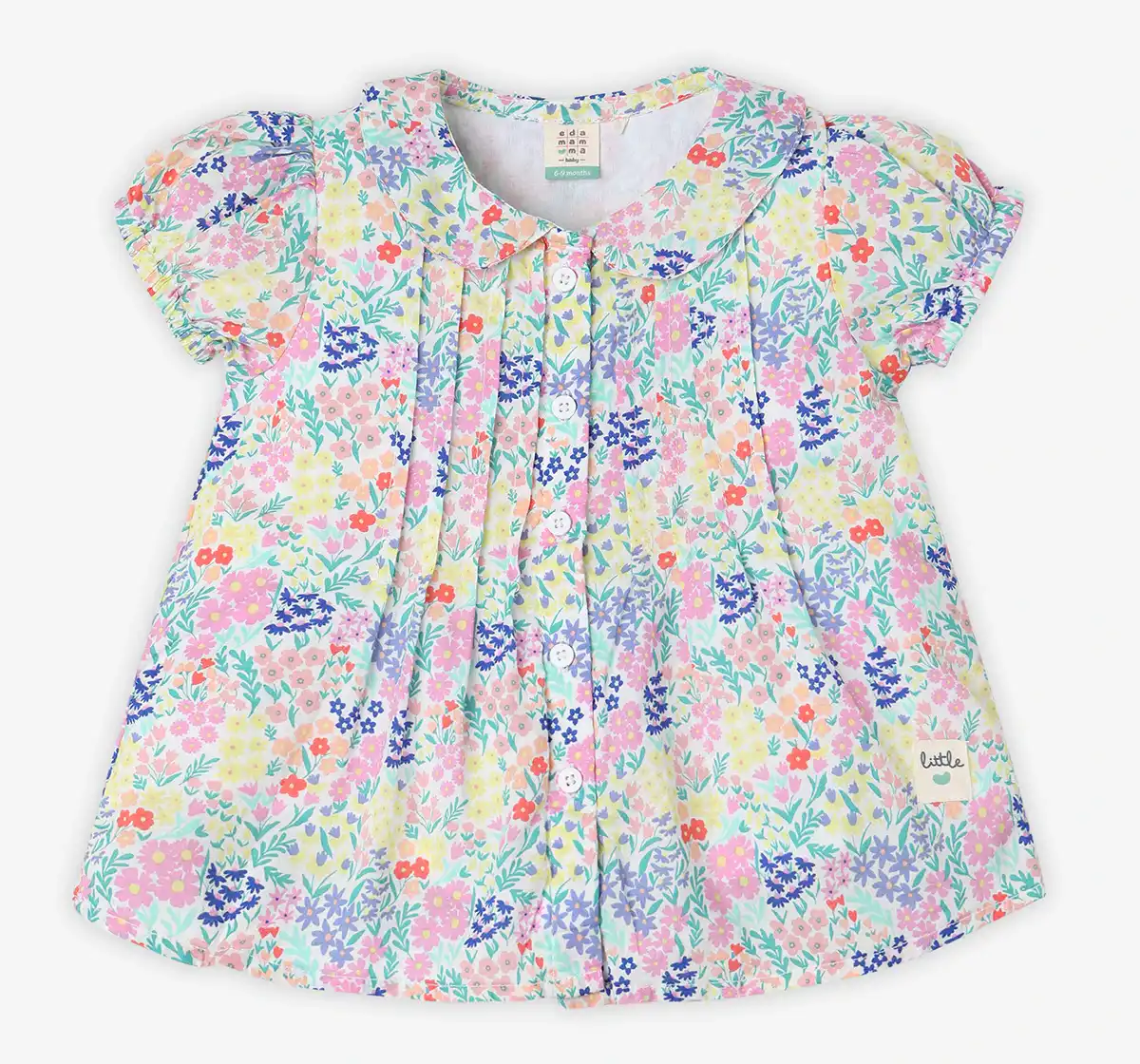Infant Girls' Floral Printed 100% Cotton Top - Multicolour
