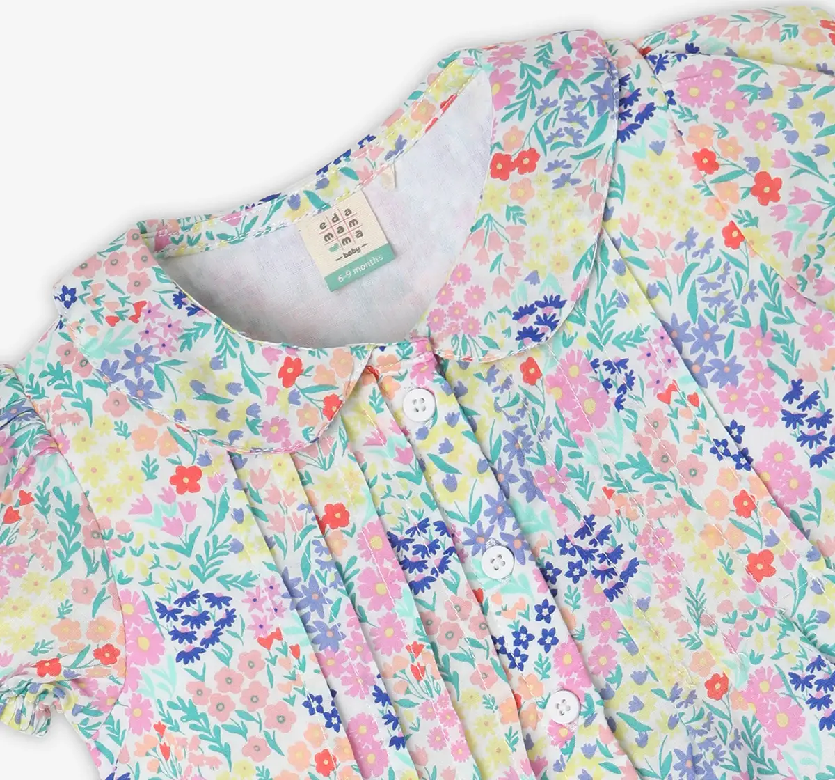 Infant Girls' Floral Printed 100% Cotton Top - Multicolour