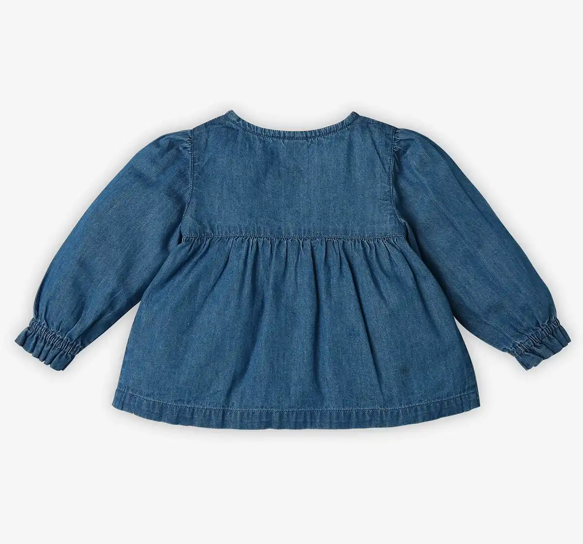 Infant Girls Embroidered 100% Cotton Top - Blue