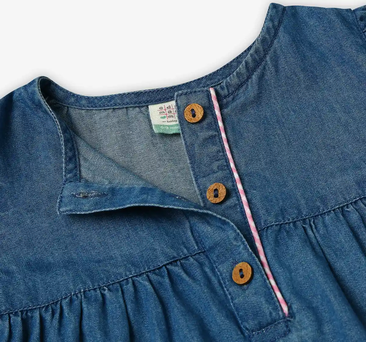 Infant Girls Embroidered 100% Cotton Top - Blue