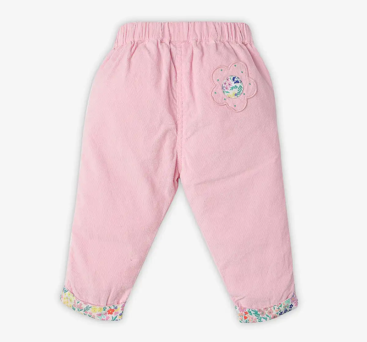 Infant Girls Embroidered 100% Cotton Trousers - Pink