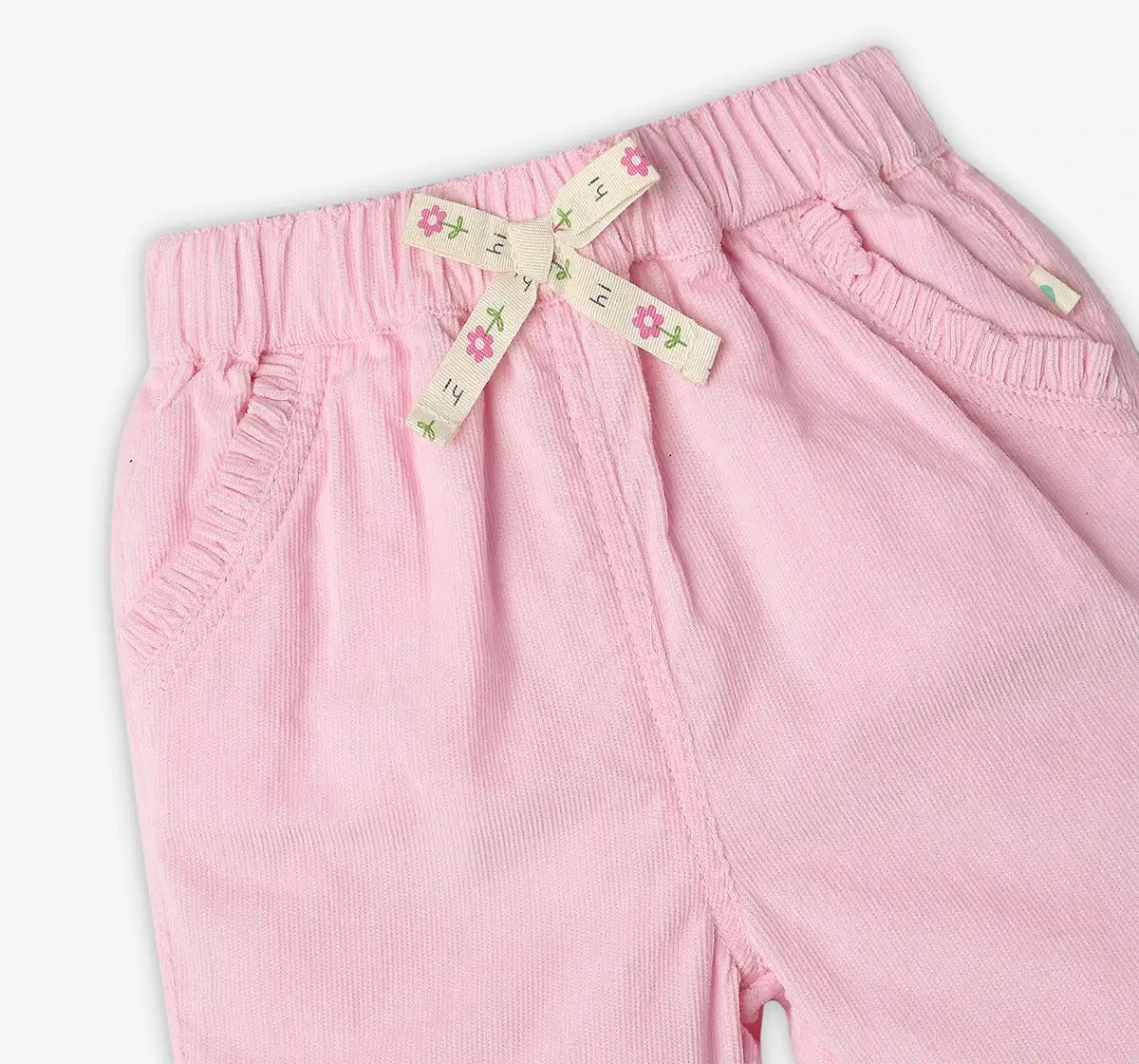 Infant Girls Embroidered 100% Cotton Trousers - Pink