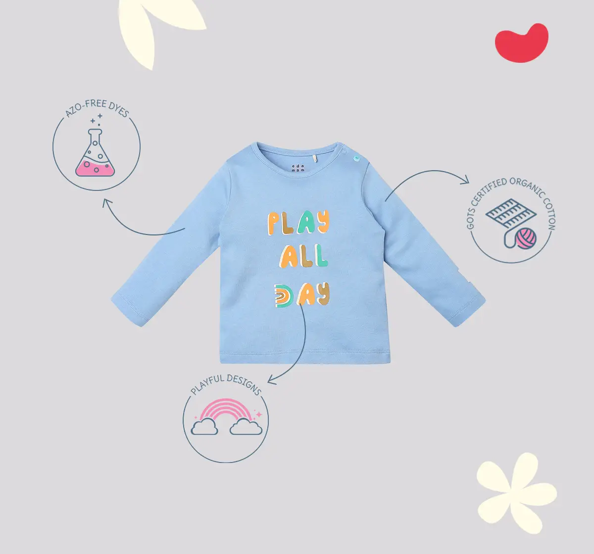 Infant Unisex Printed 100% Organic Cotton Clothing Set - Multicolour