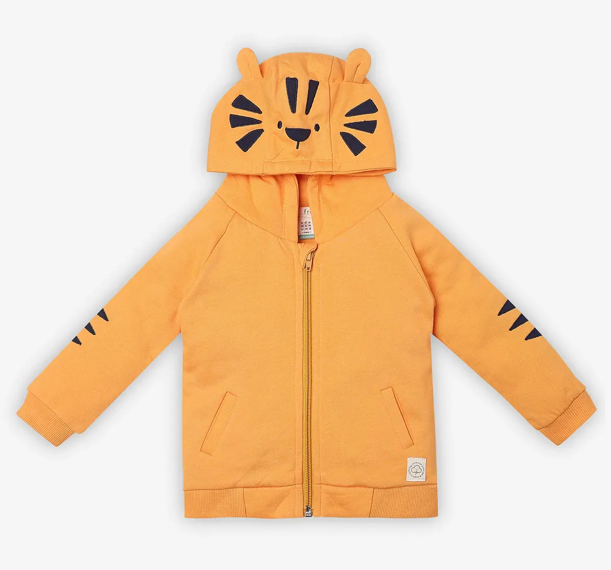 Infant Unisex Printed 100% Organic Cotton Hooded Jacket - Orange