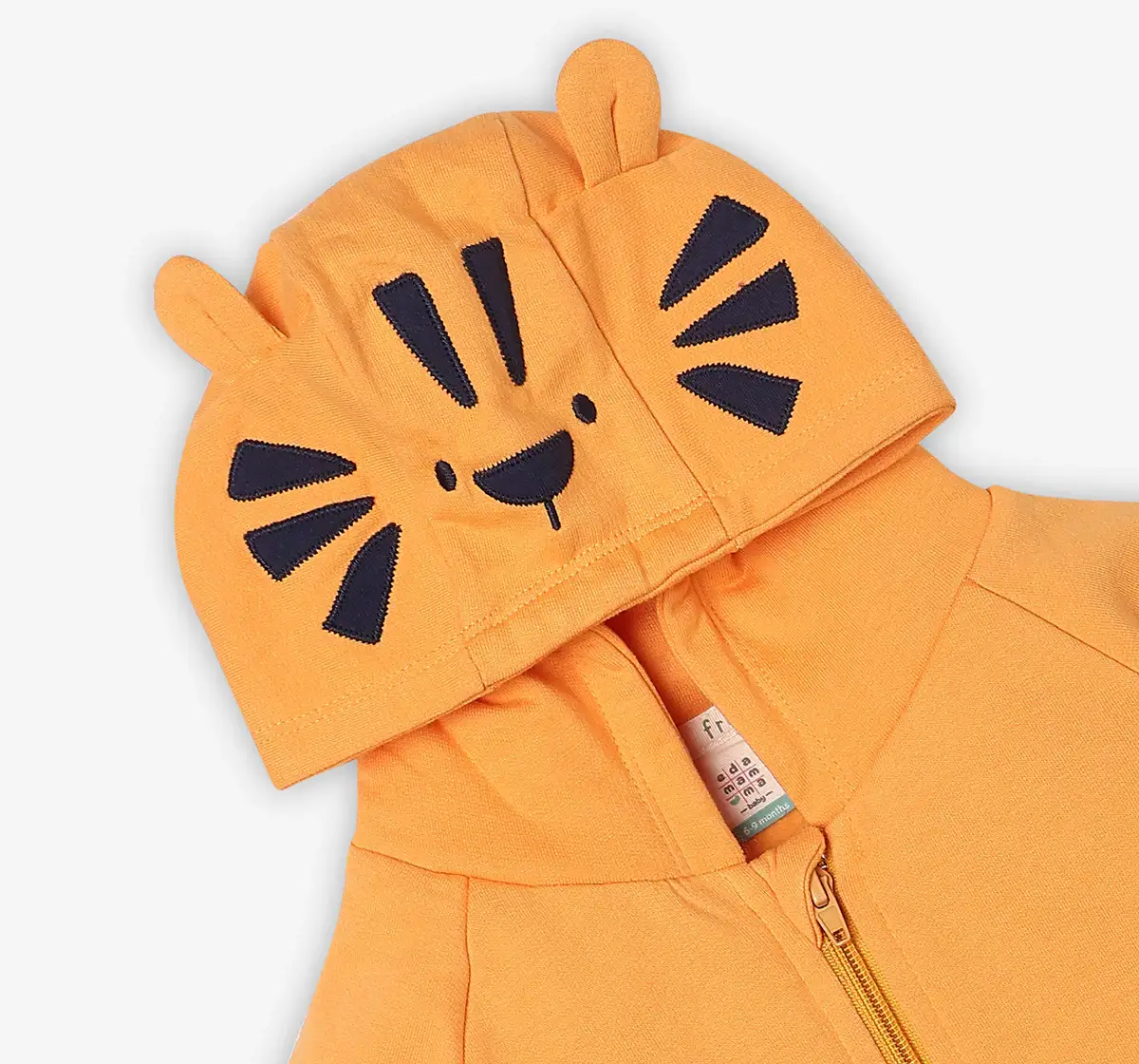 Infant Unisex Printed 100% Organic Cotton Hooded Jacket - Orange