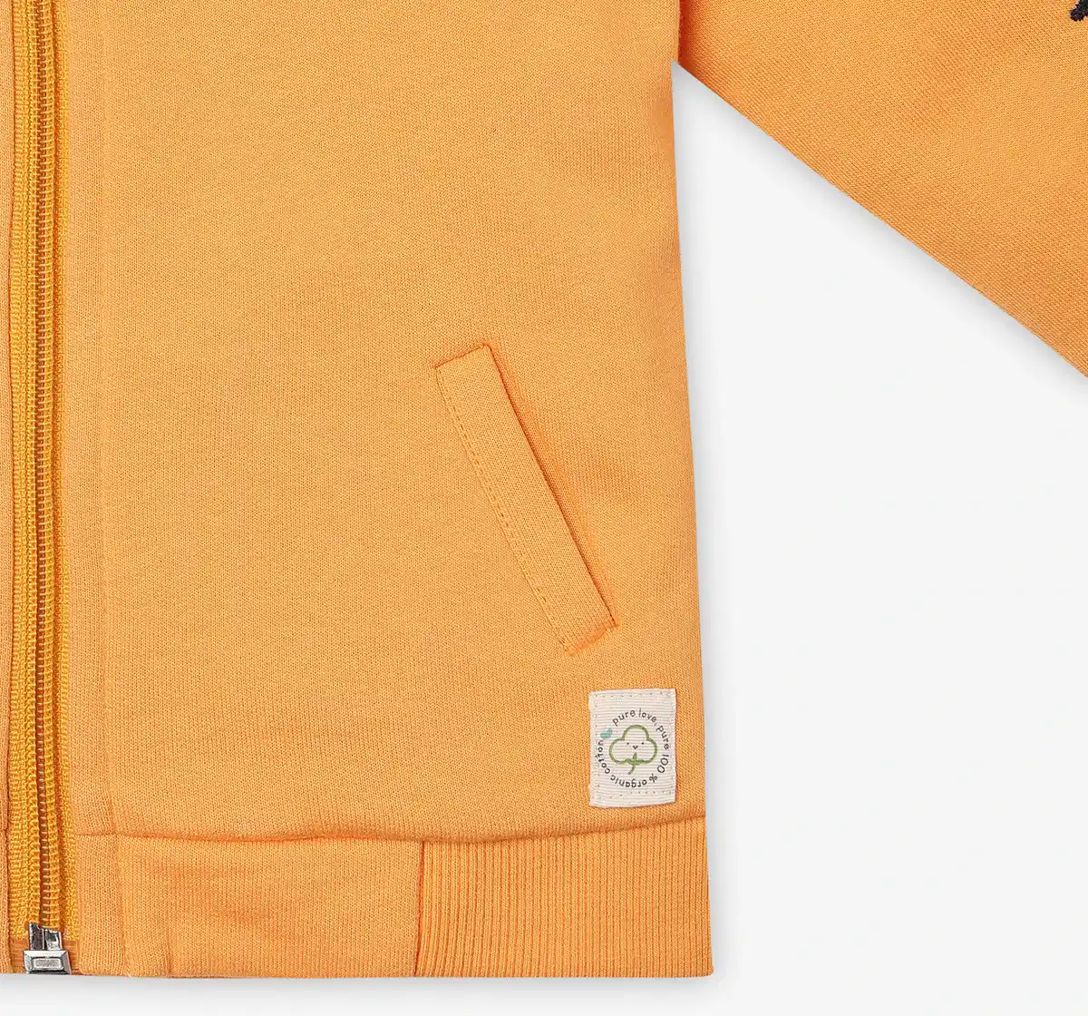 Infant Unisex Printed 100% Organic Cotton Hooded Jacket - Orange