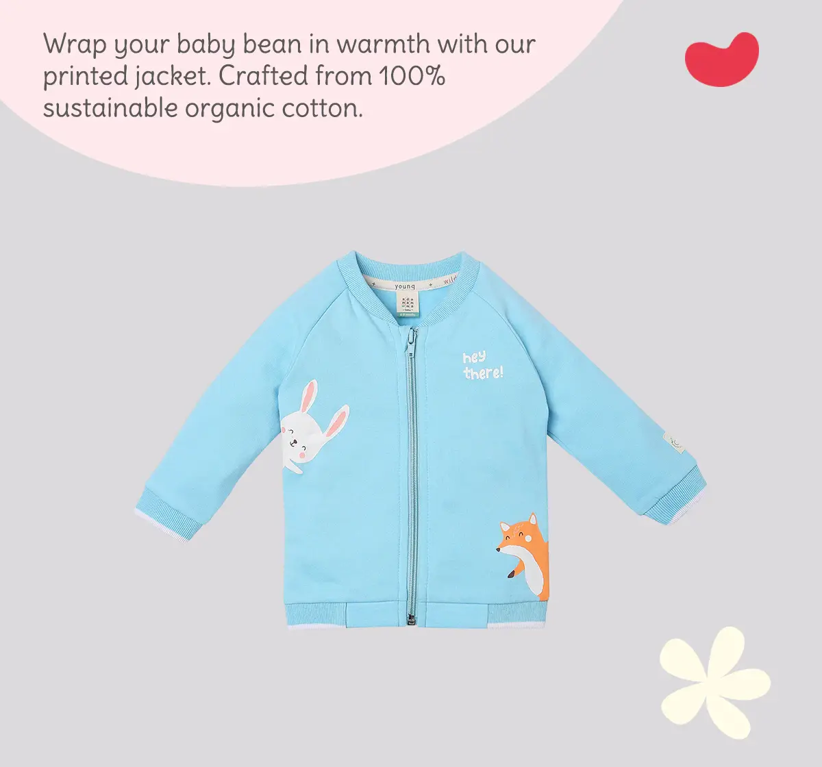 Infant Unisex Printed 100% Organic Cotton Jacket - Blue