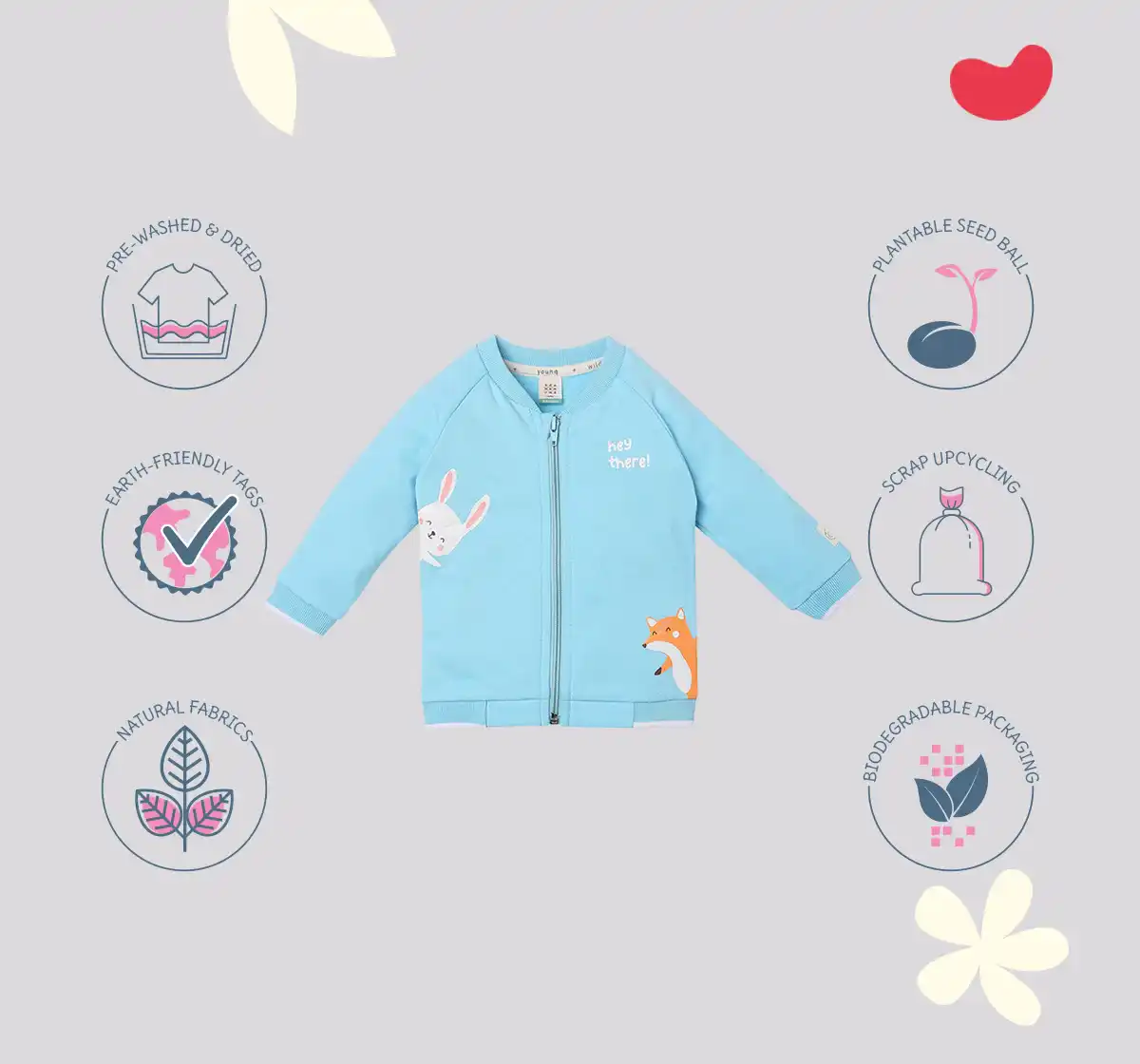 Infant Unisex Printed 100% Organic Cotton Jacket - Blue