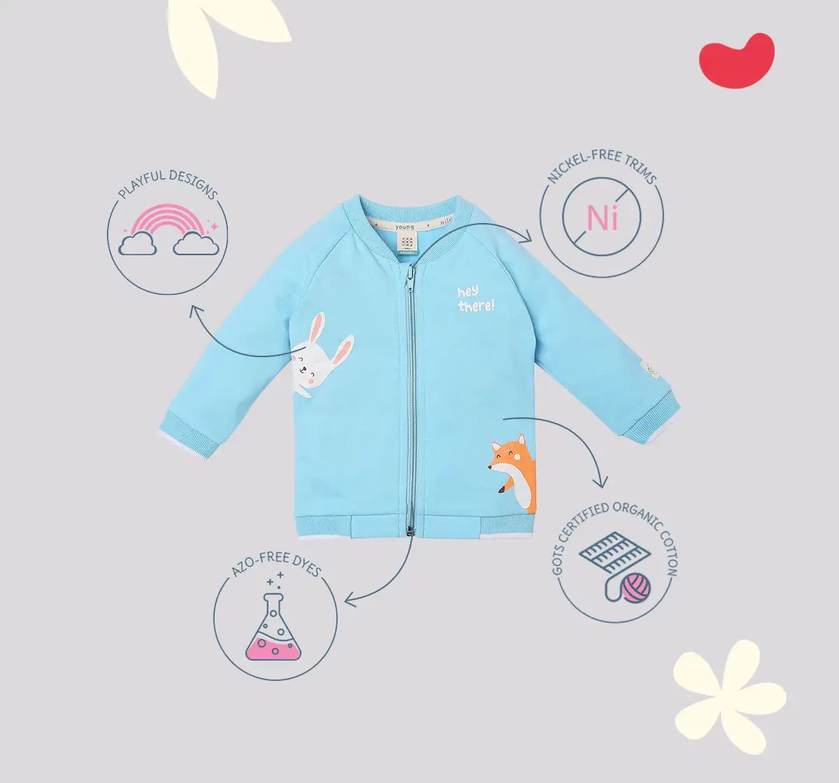 Infant Unisex Printed 100% Organic Cotton Jacket - Blue