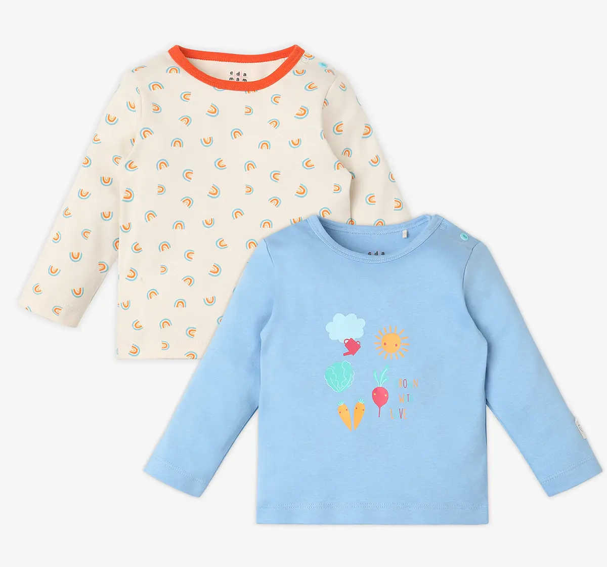 Infant Unisex Printed Organic Cotton T-Shirt - Multicolour (Pack of 2 )