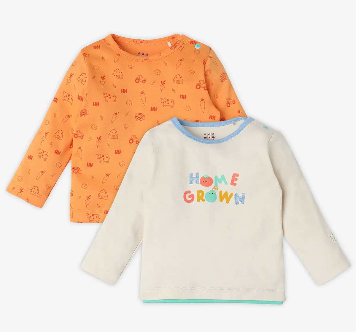 Infant Unisex Printed Organic Cotton T-Shirt  - Multicolour (Pack of 2)