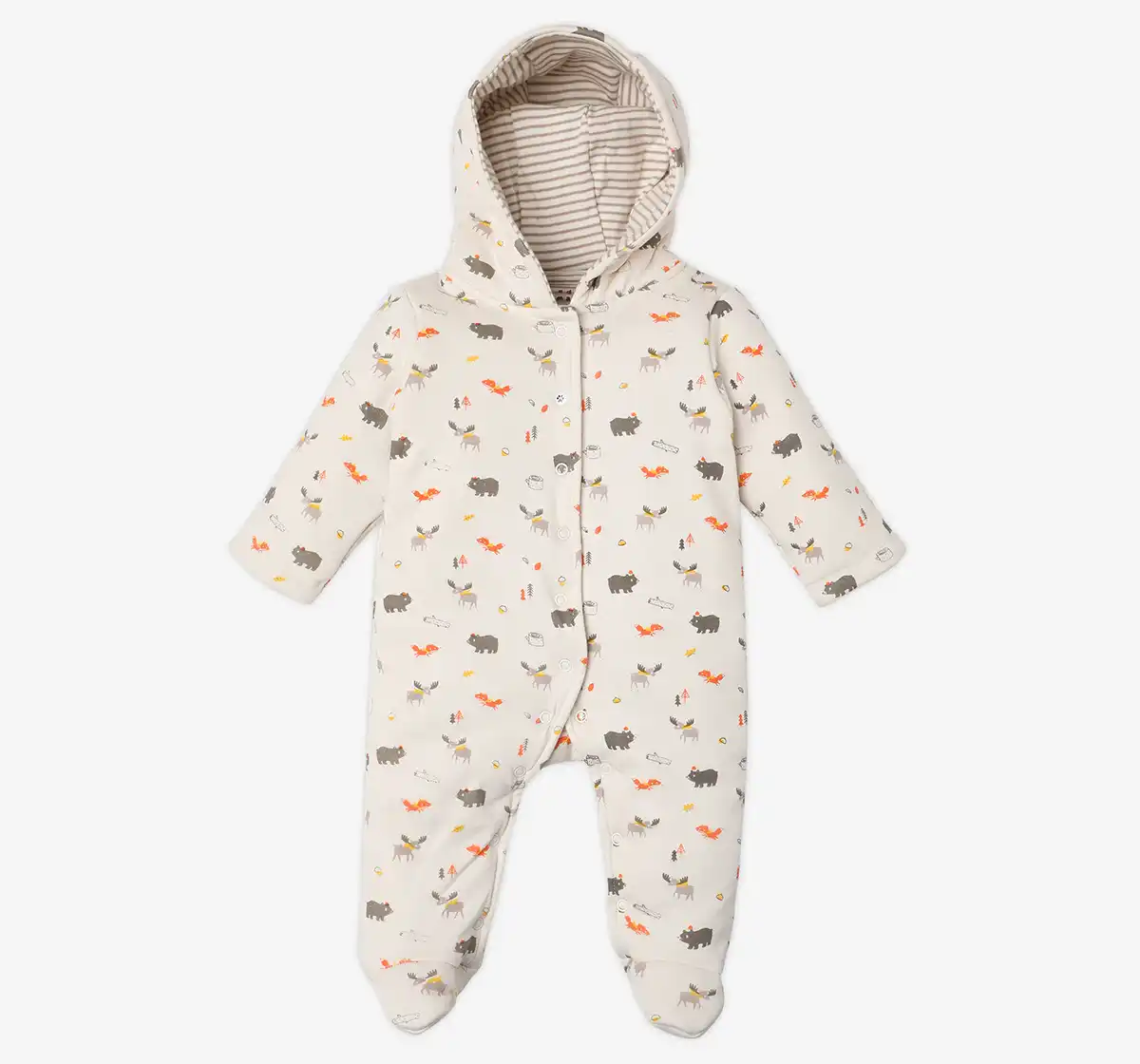 Infant Unisex Animal-Printed Organic Cotton Romper - White