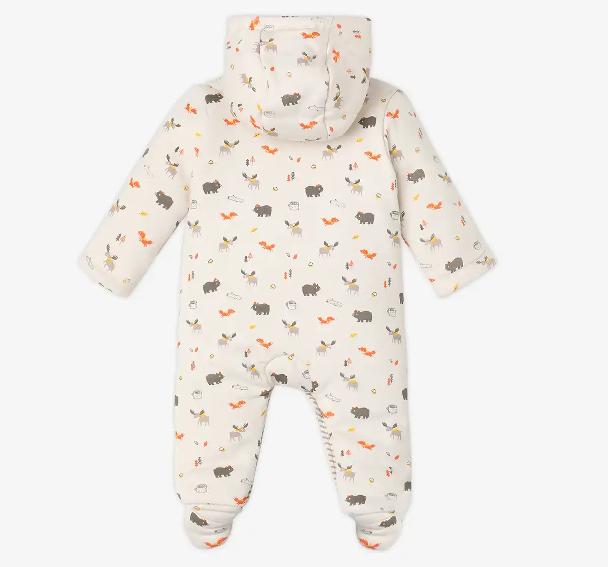 Infant Unisex Animal-Printed Organic Cotton Romper - White
