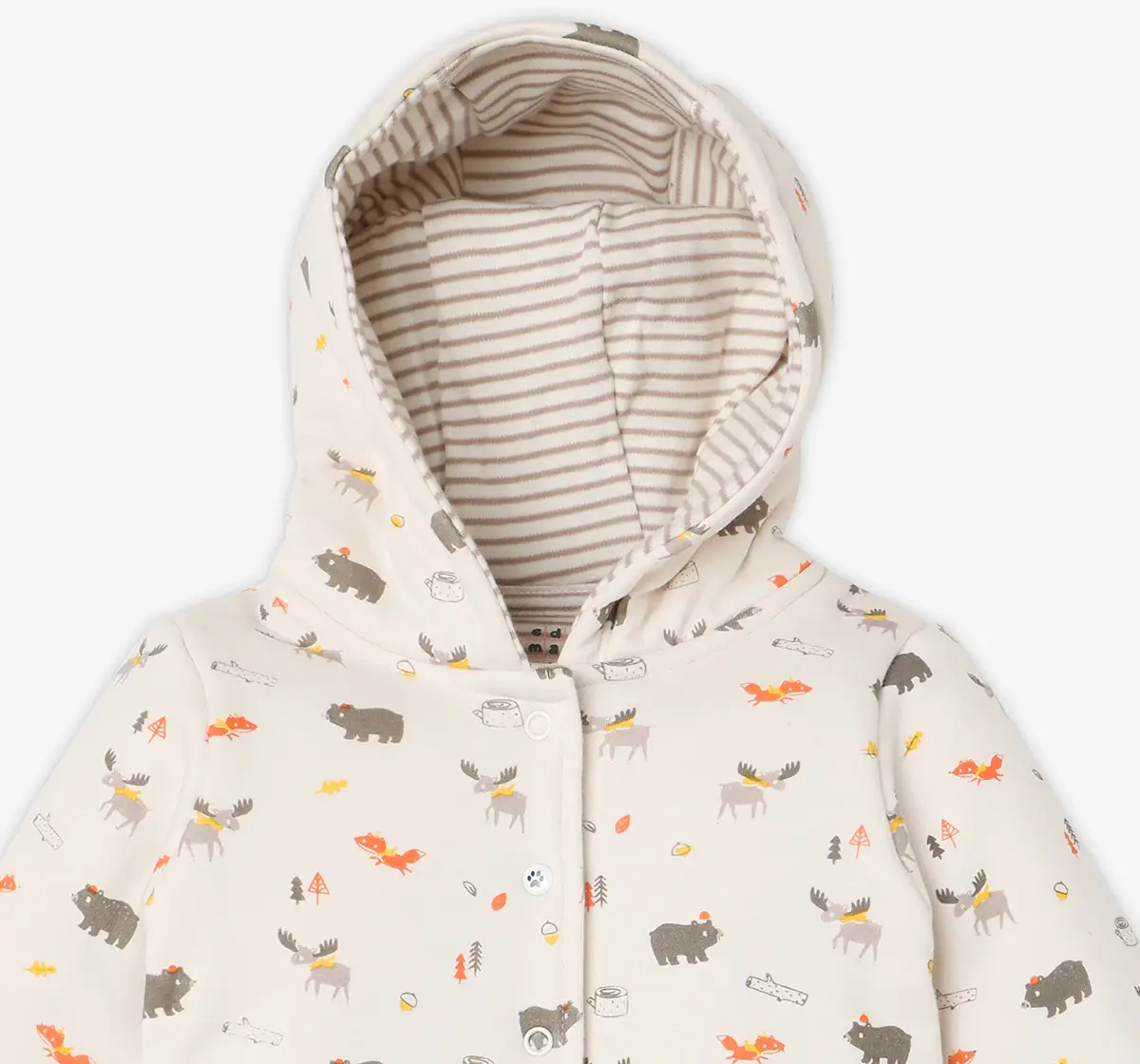 Infant Unisex Animal-Printed Organic Cotton Romper - White