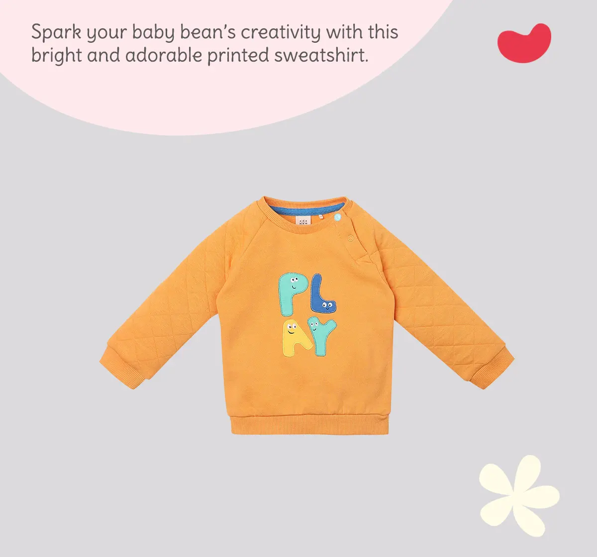 Infant Unisex Printed 100% Cotton Sweatshirt - Orange