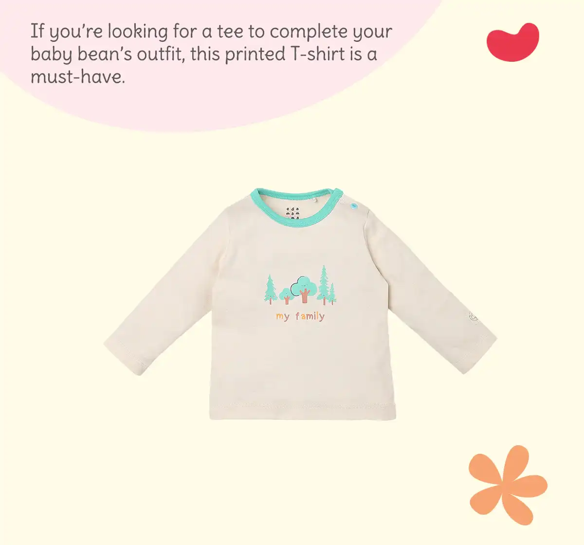 Infant Unisex Printed 100% Organic Cotton T-Shirt - White