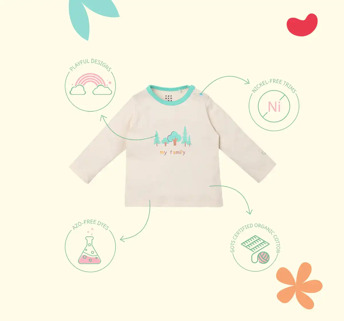 Infant Unisex Printed 100% Organic Cotton T-Shirt - White