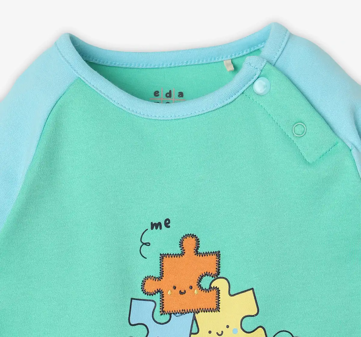 Infant Unisex Colour-Block 100% Cotton T-Shirt – Blue and Green