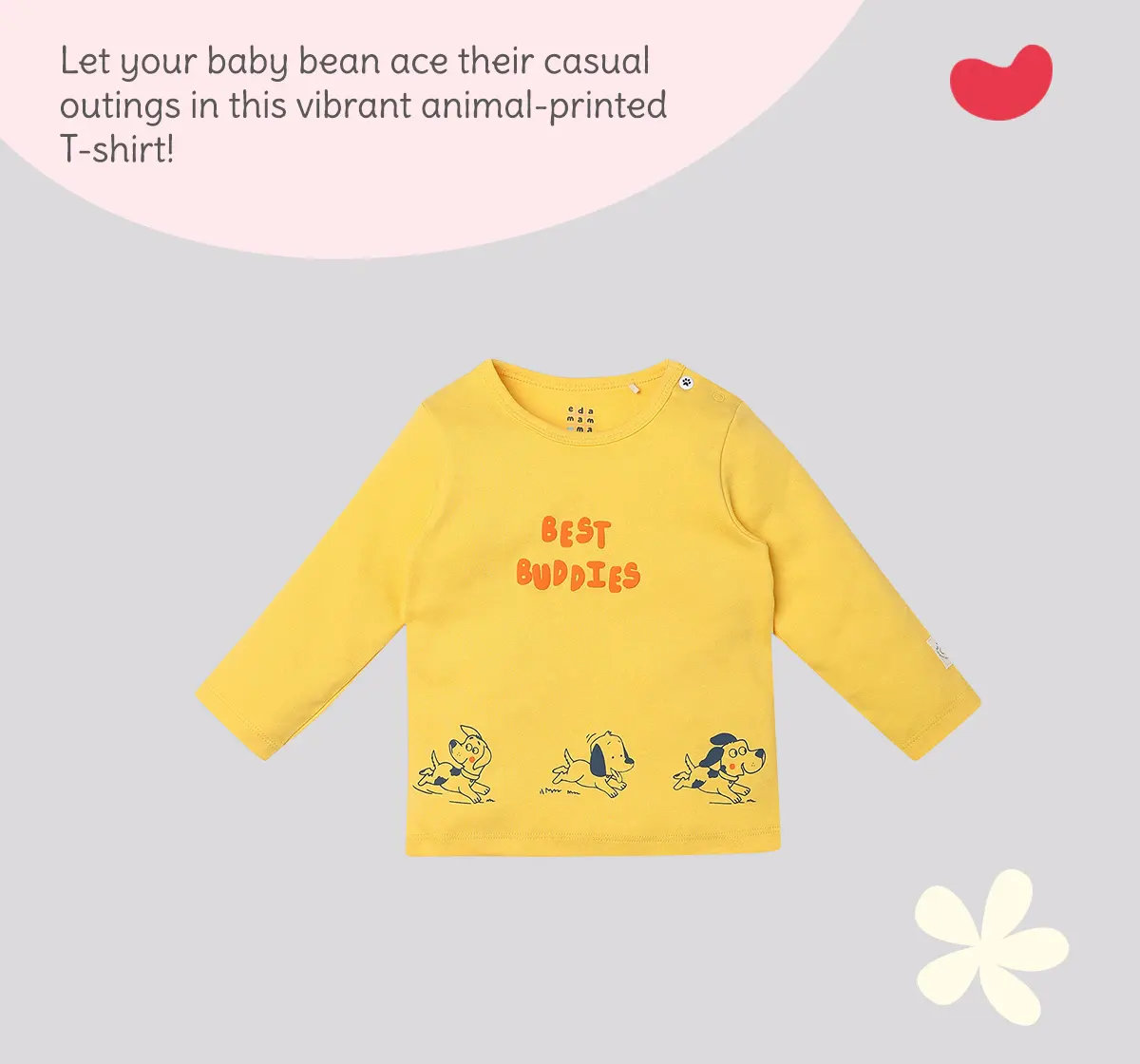 Infant Unisex Printed 100% Organic Cotton T-Shirt - Yellow