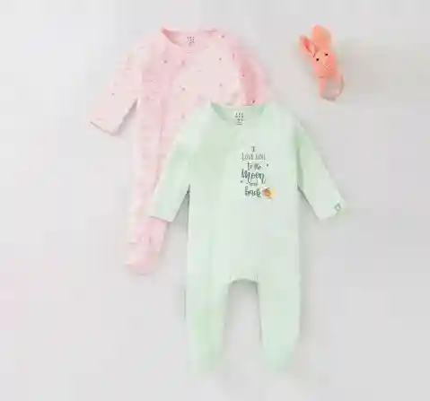 Baby Girls Pack Of 2 Sleepsuits