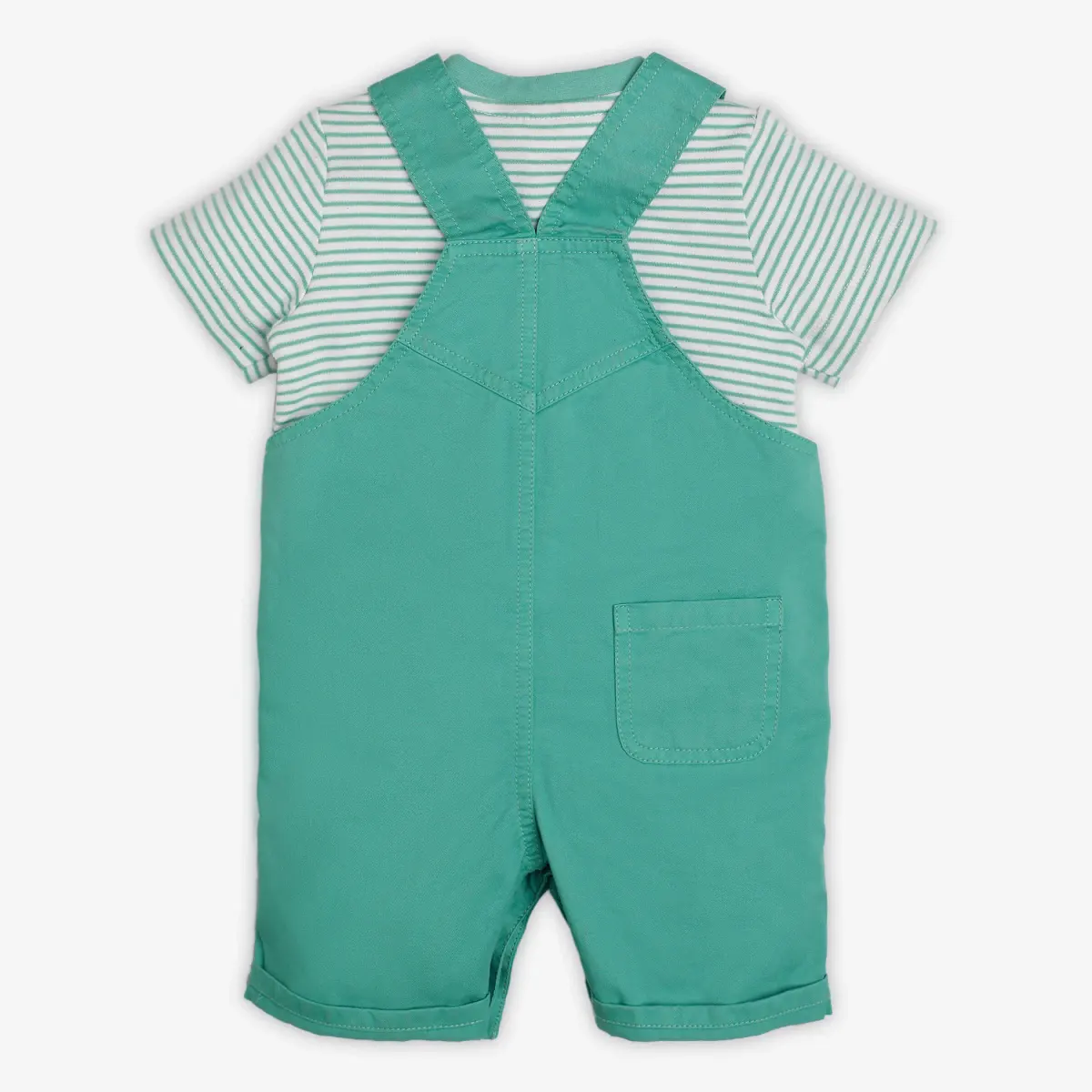 Infant Boys Dungaree Set With Tshirt - Green