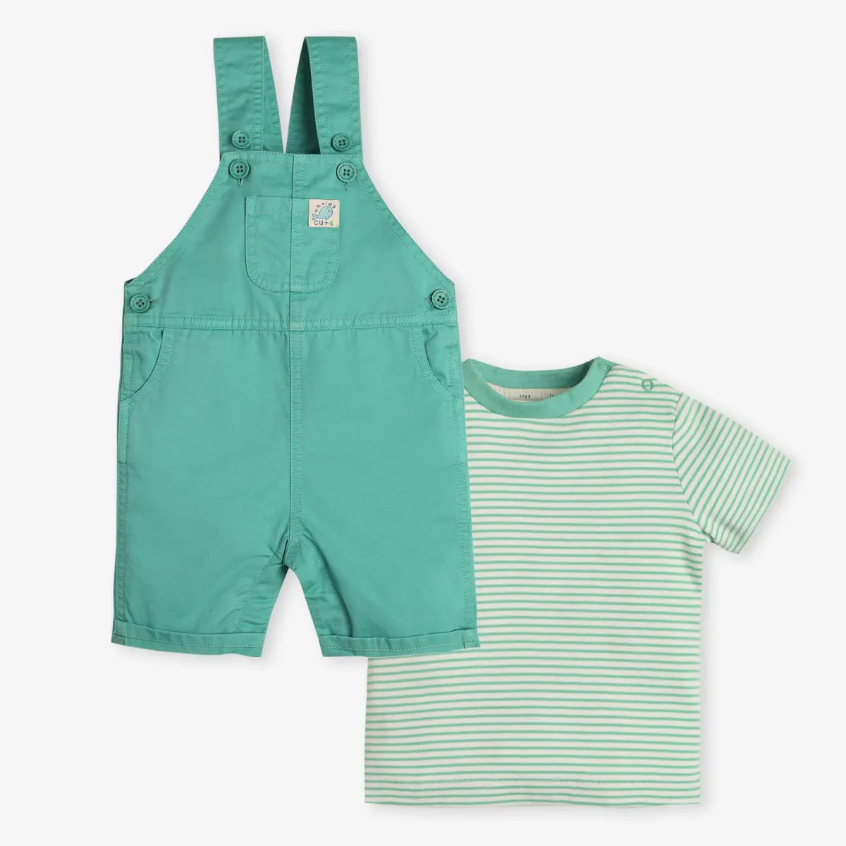 Infant Boys Dungaree Set With Tshirt - Green