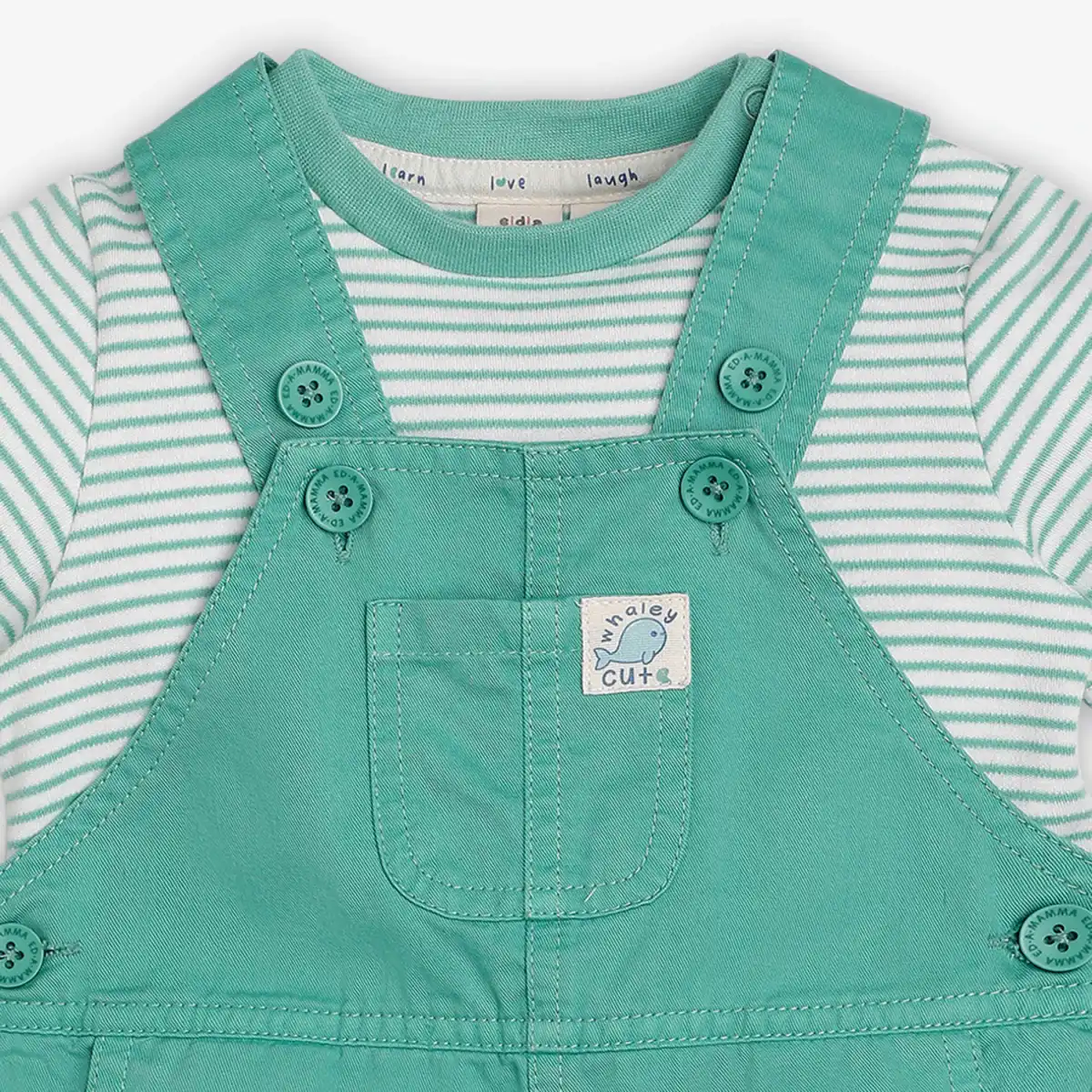 Infant Boys Dungaree Set With Tshirt - Green