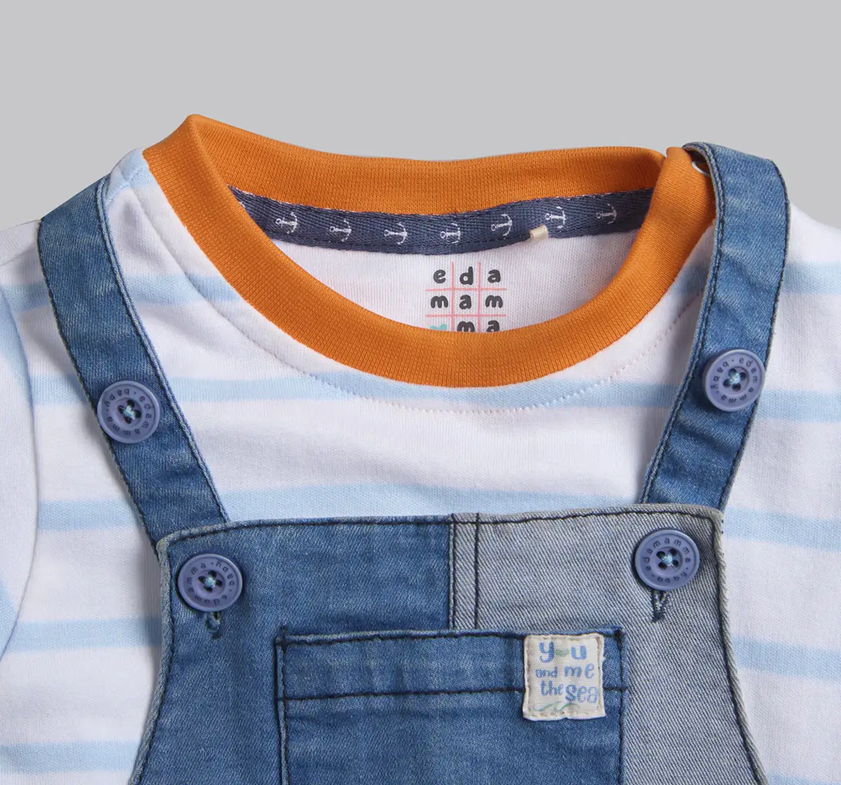 Infants Boys Dungaree With Tshirt - Blue