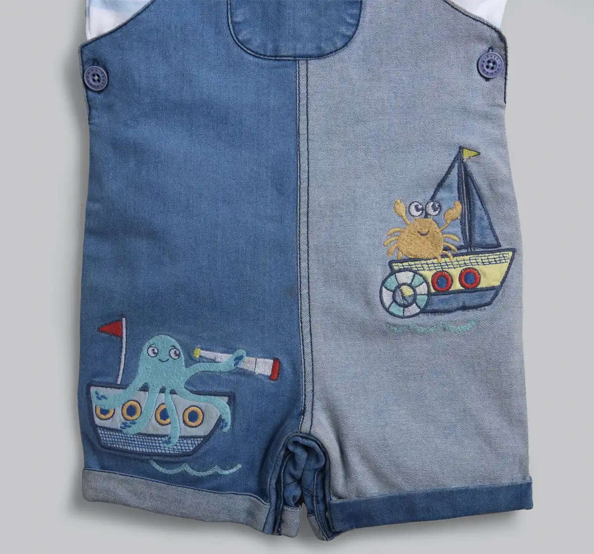 Infants Boys Dungaree With Tshirt - Blue