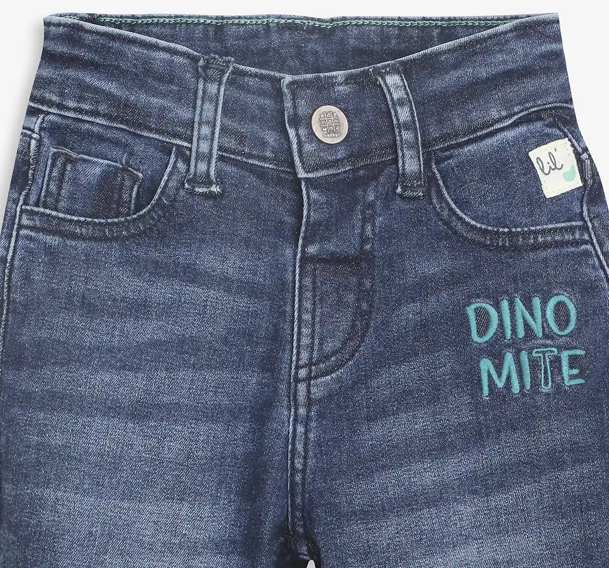 Infant Boys Embroidered Denim Jeans - Blue