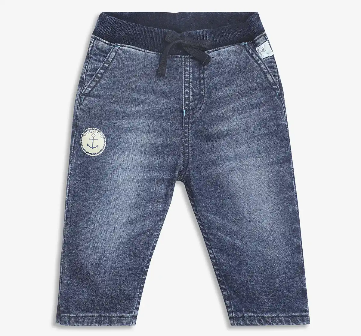 Infant Boys Denim Jeans With Printed Badge - Blue