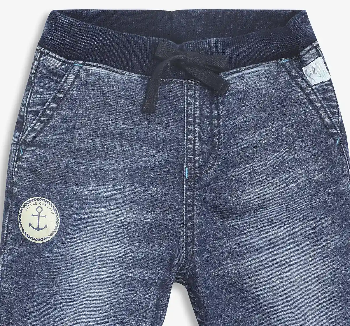 Infant Boys Denim Jeans With Printed Badge - Blue