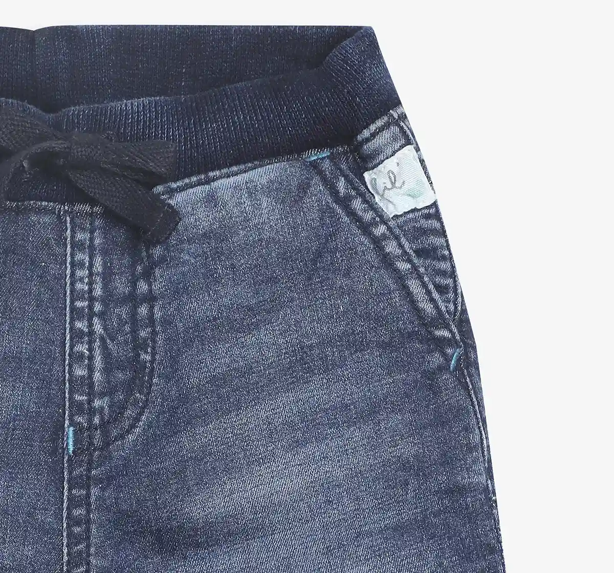 Infant Boys Denim Jeans With Printed Badge - Blue