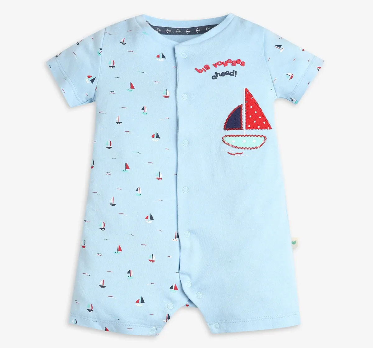 Infants Boys Romper Set With Mittens, Booties & Cap - Blue