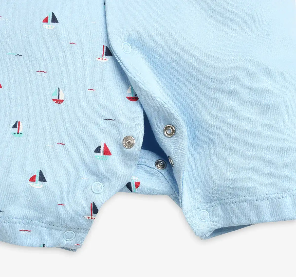 Infants Boys Romper Set With Mittens, Booties & Cap - Blue