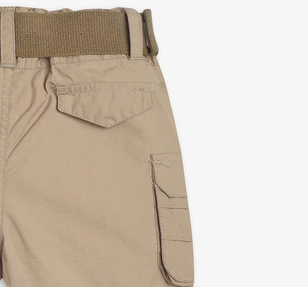 Infants Boys Cargo Shorts With Belt - Beige
