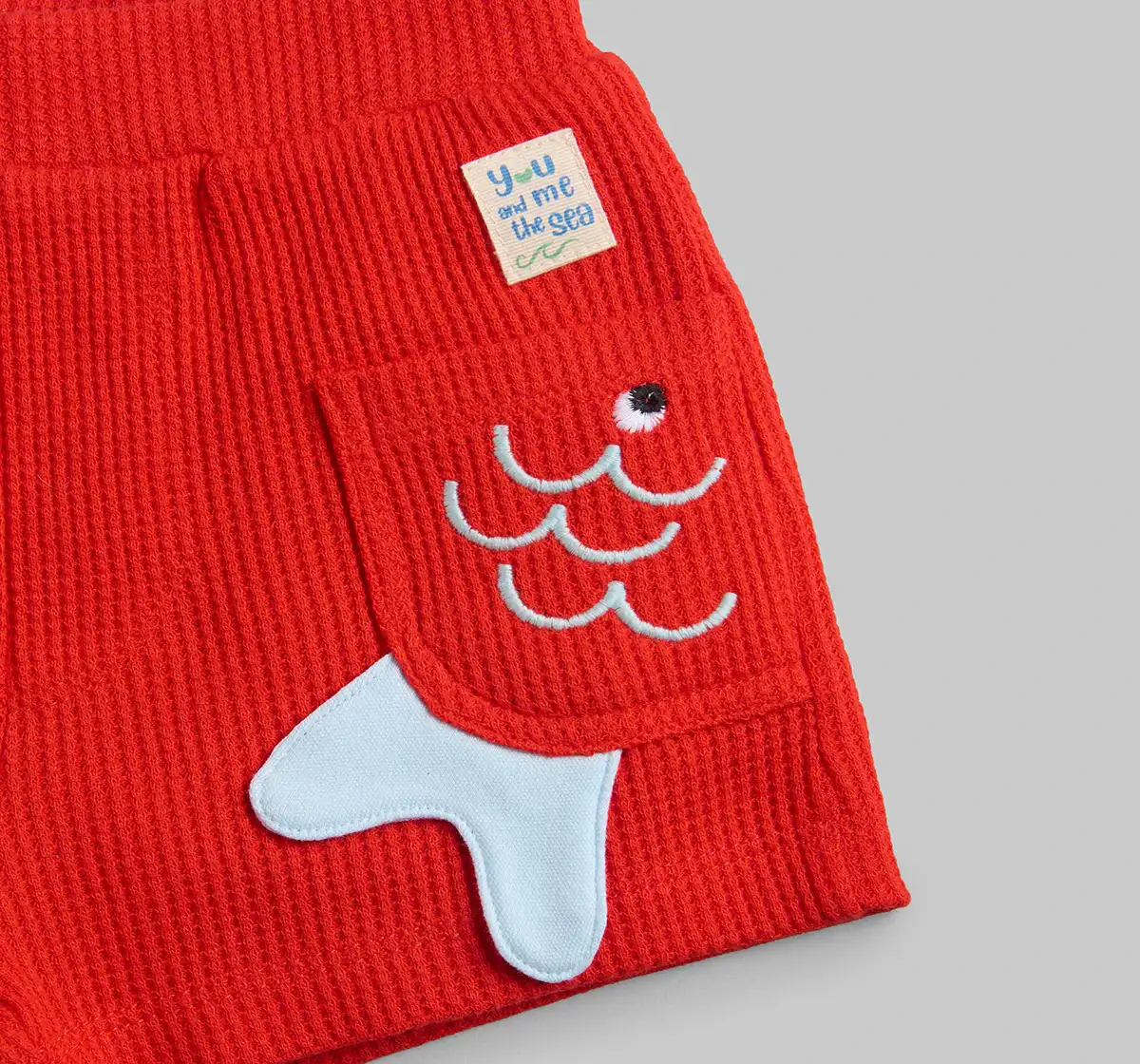 Infant Boys Applique Embroidered Shorts - Red