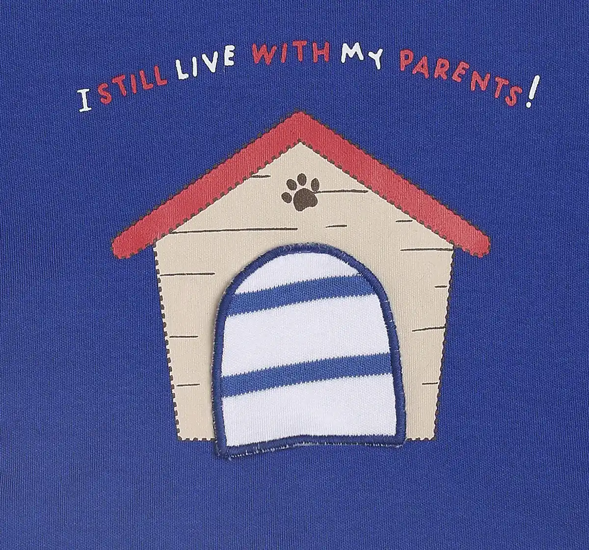 Infant Boys Half Sleeves Dog House Printed Applique Tee - Blue