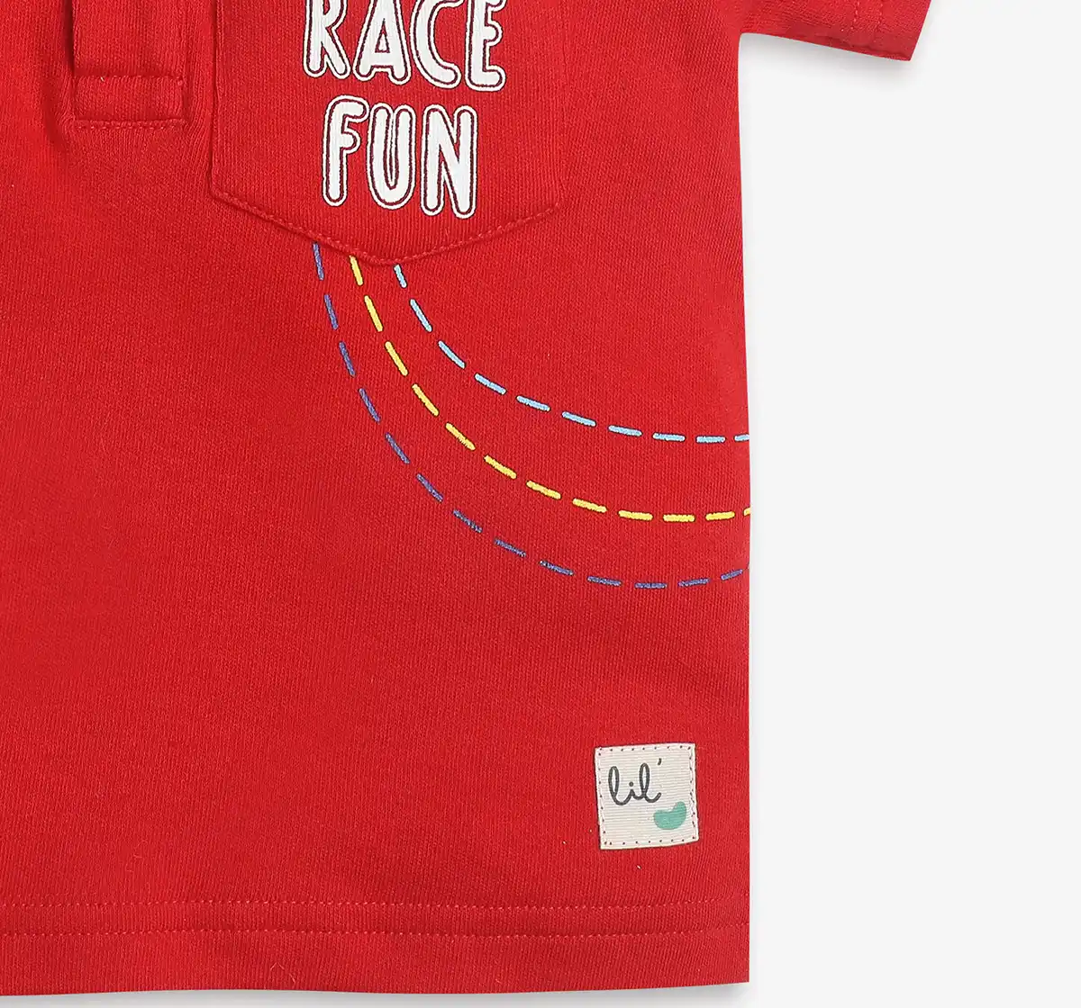 Infant Boys Printed Polo Tee With Chest Pocket - Red