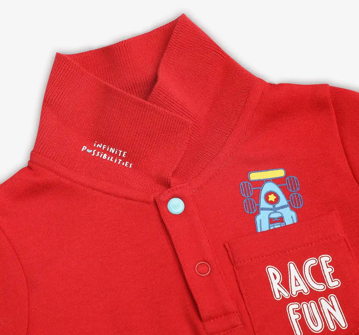 Infant Boys Printed Polo Tee With Chest Pocket - Red