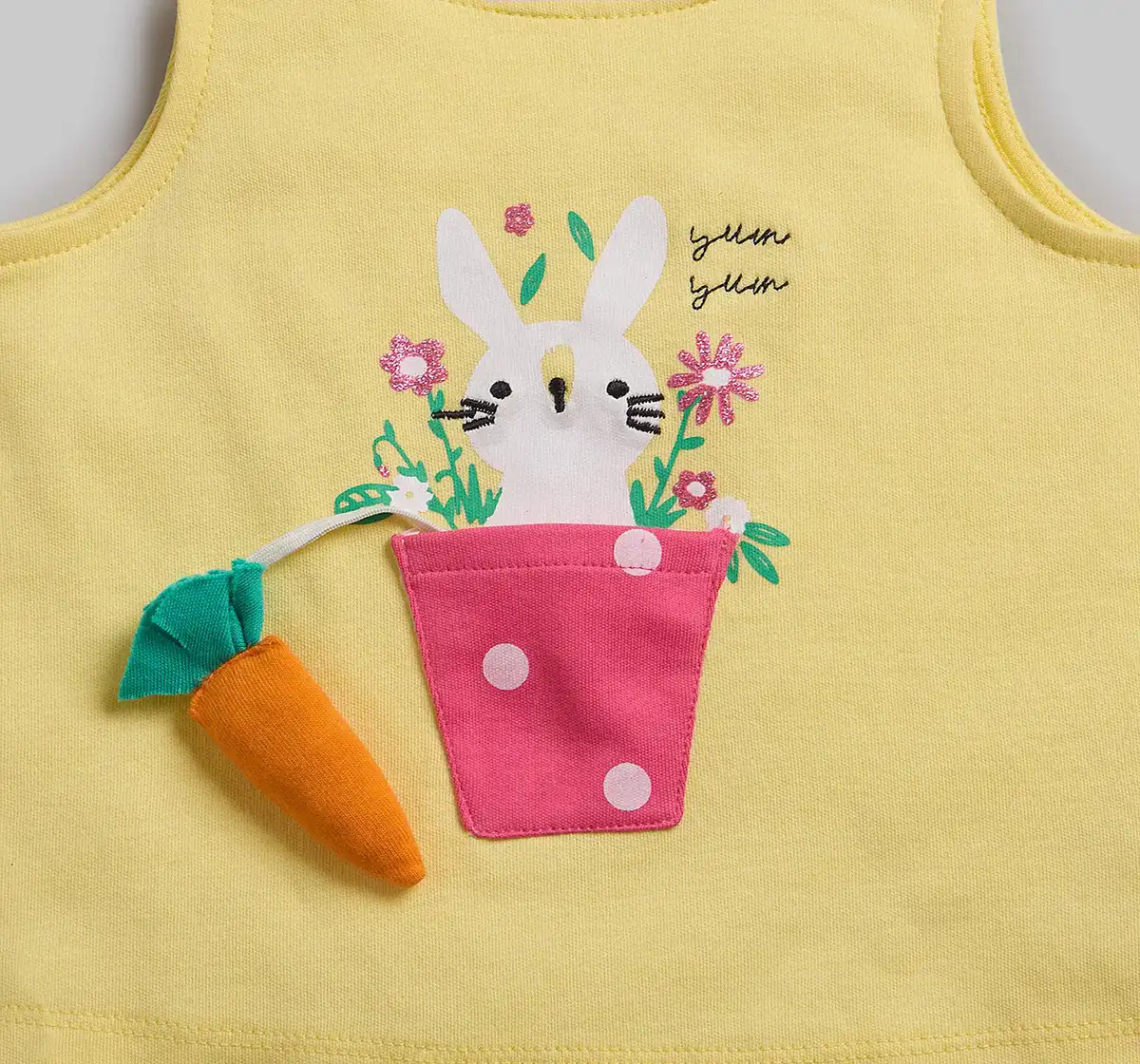 Infant Girls Applique printed Co-Ord Set - Yellow & Pink