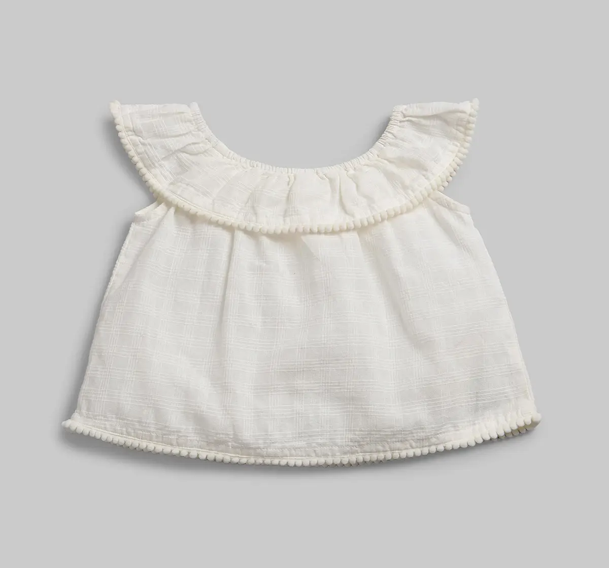 Infant Girls Embroidered Top & Pant Co-Ord Set With Hair Band - Blue & White