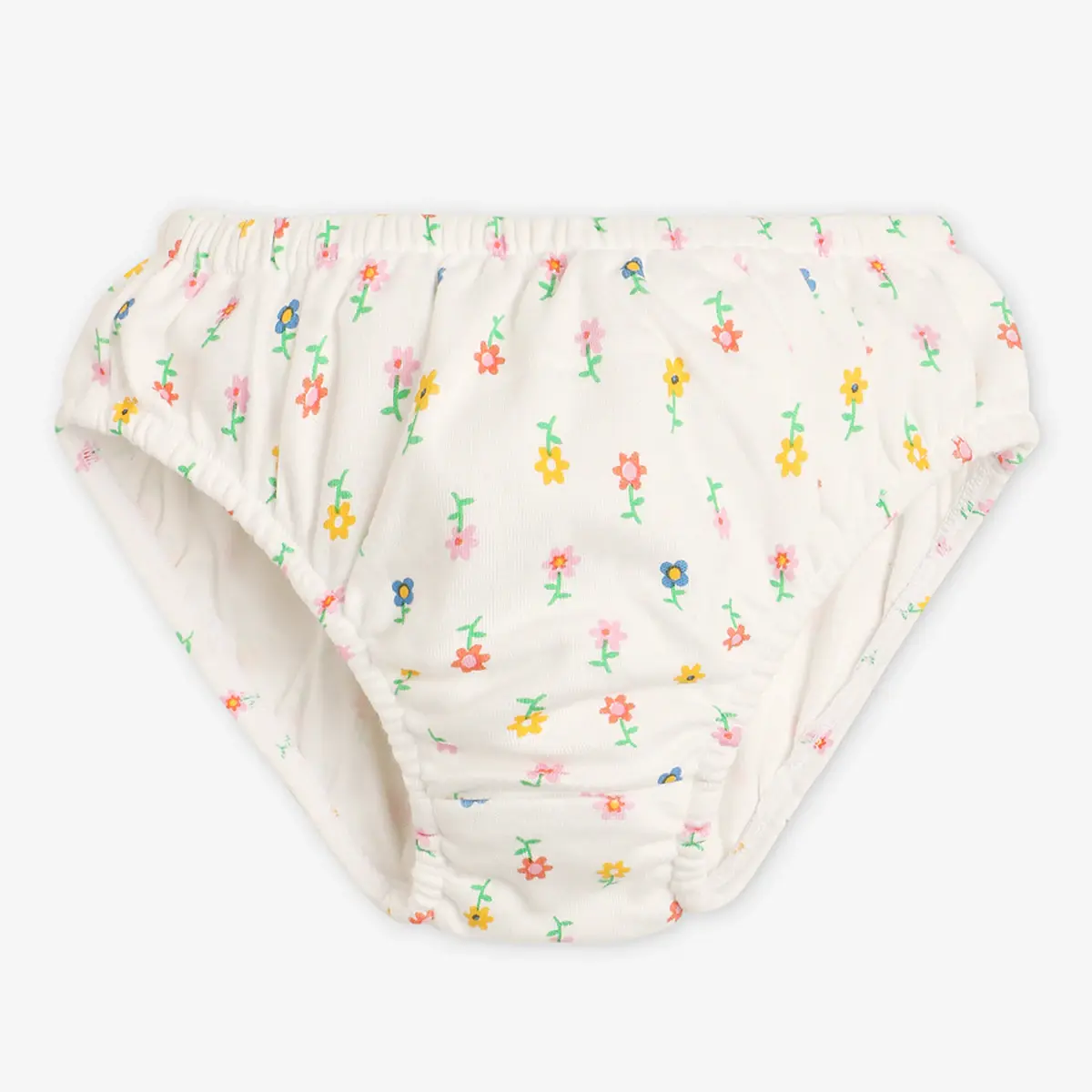 Infant Girls Printed Pinafore Dress With Tshirt & Bloomers- White