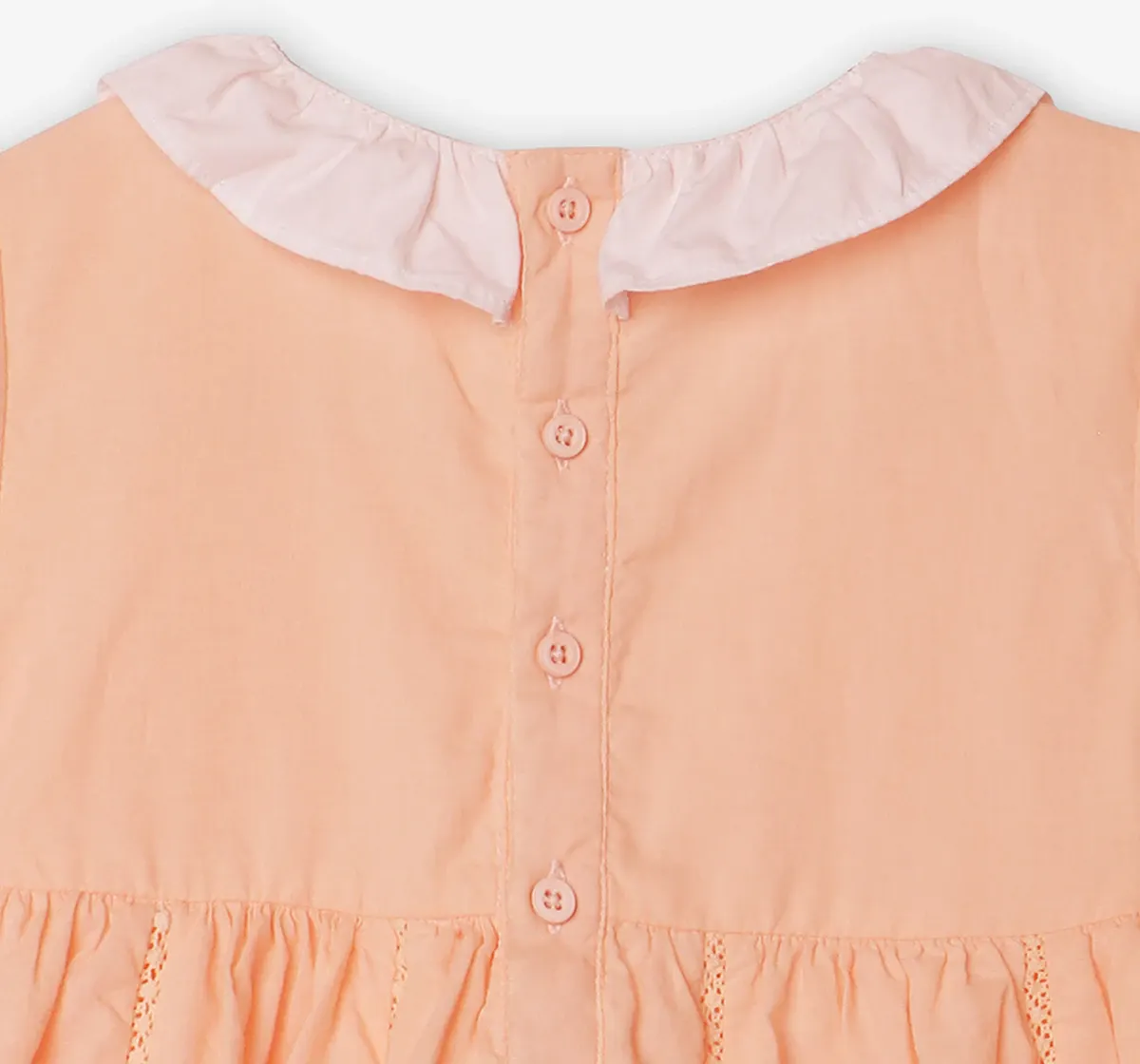 Infant Girls Embroidered Dress With Bloomers- Peach
