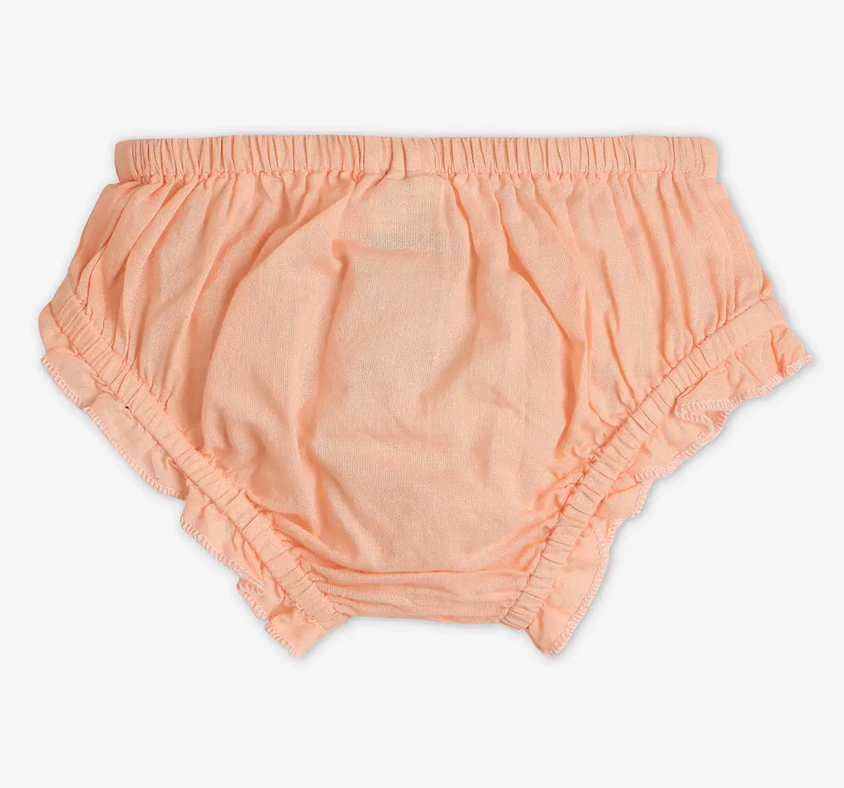 Infant Girls Embroidered Dress With Bloomers- Peach