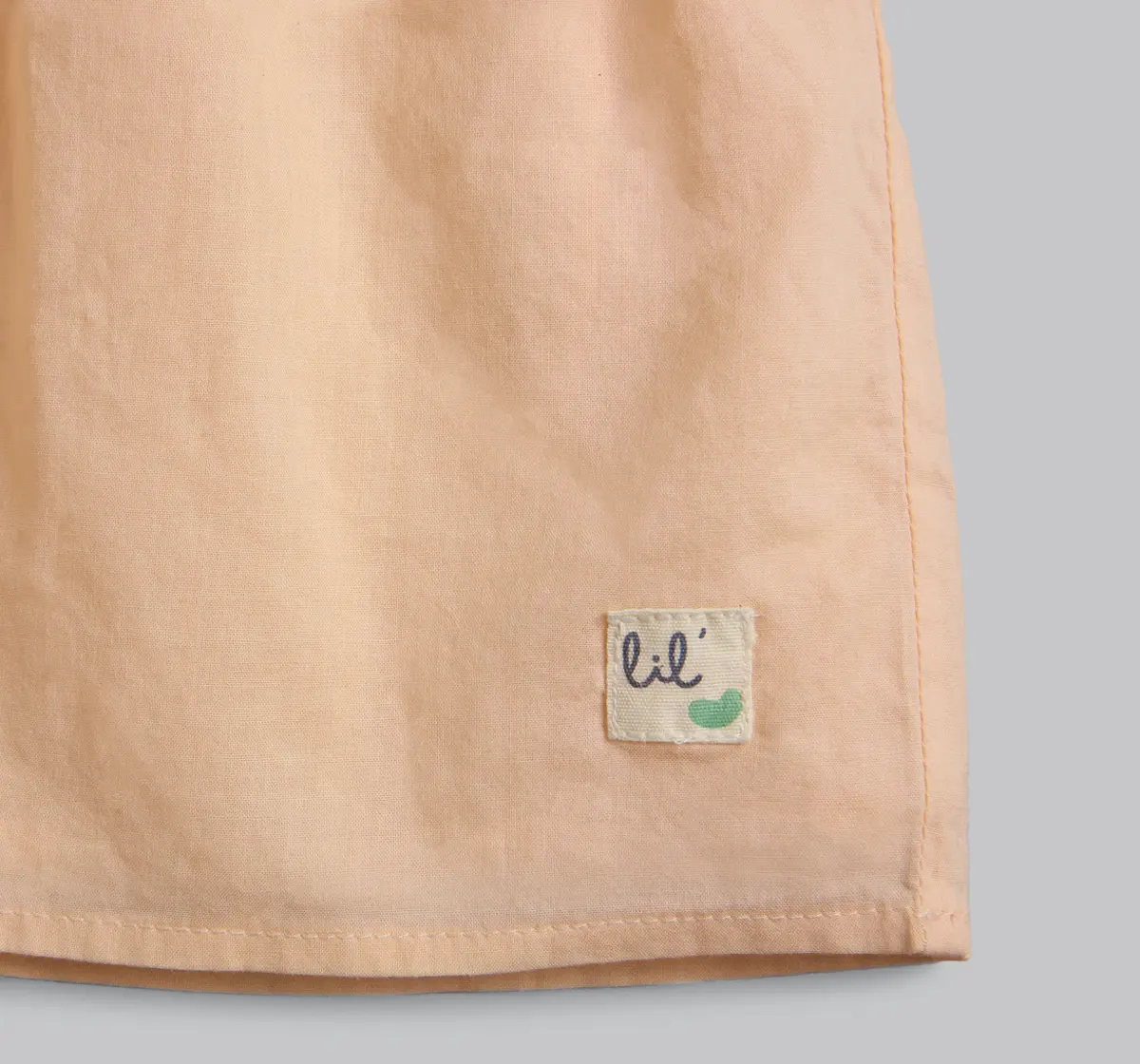 Infants Girls Pleated & Lace Detailed Dress With Bloomer - Peach